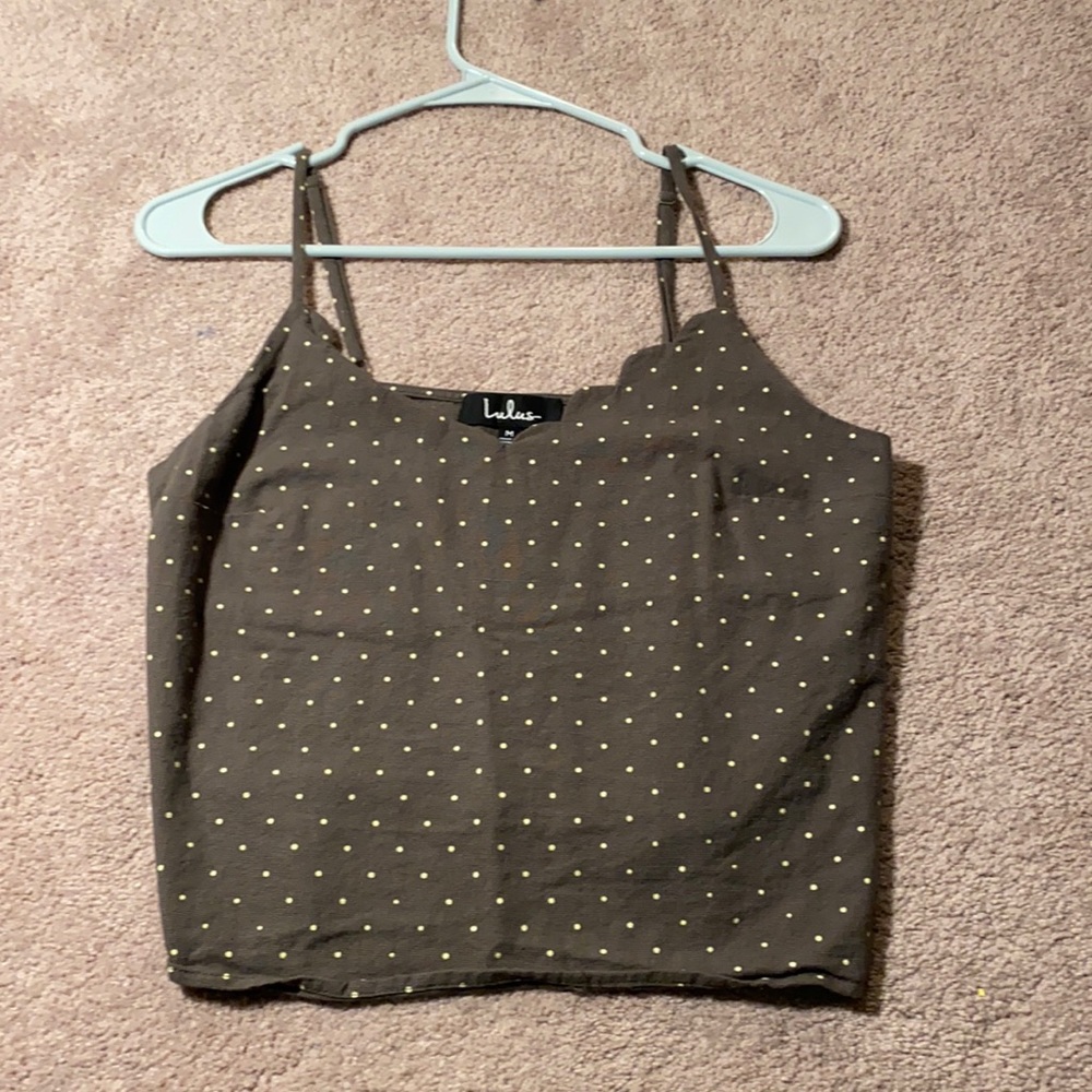 Lulus Olive Green Polka Dot Crop Top, women’s MEDIUM
